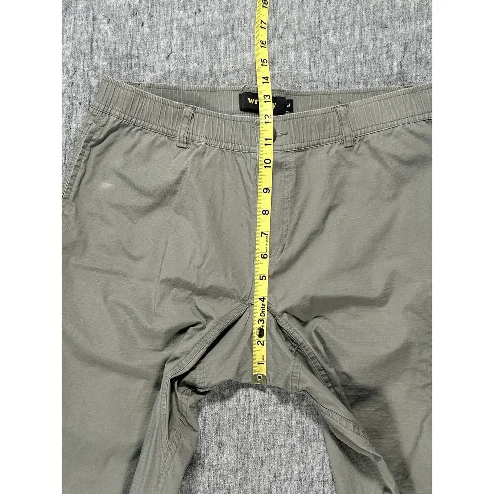 Wrmfzy Pants Mens Large Grey Ripstop Tactical Cargo Elastic Waist Stretch